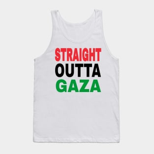 STRAIGHT OUTTA GAZA - White Only - Front Tank Top